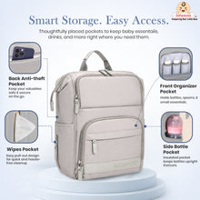 Infantso Diaper Bag Backpack, Large Capacity Baby Bag with Insulated Bottle Holders, Water-Resistant Maternity Bag, Multi-Compartments, Stroller Compatible Travel Bag for Moms & Dads