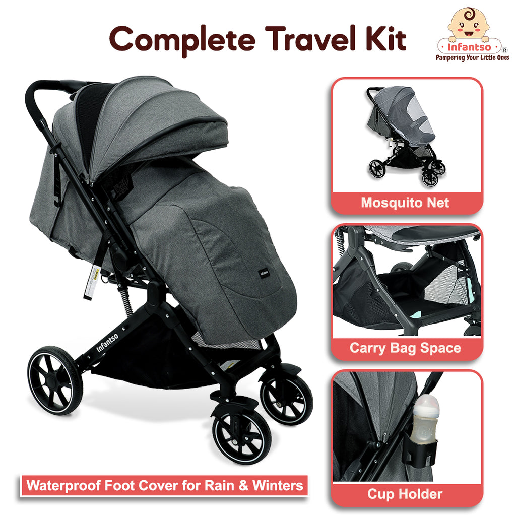 travel stroller one hand fold GlideX Travel Stroller: One-Hand Fold, Reclining Seat, Adjustable Cano – Infantso