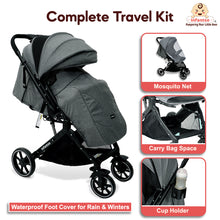 GlideX Travel Stroller: One-Hand Fold, Reclining Seat, Adjustable Canopy, 360° Wheels, 5-Point Harness, 0-3 Years, 15kg