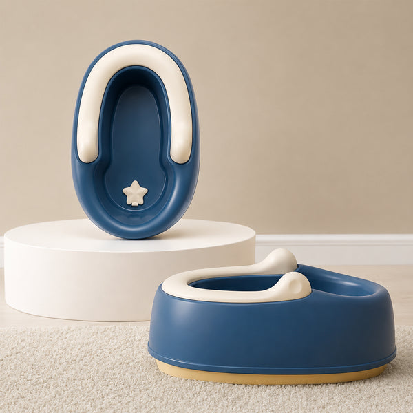 Infantso Antislip Kid Butt Washing Stool, Ergonomic Baby Toddler Wash Stool Seat with PVC Soft Cushion, Widened and Thickened Base, Bath Stool (Blue)