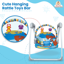 Automatic Baby Swing with Hanging Toys, Operates with Duracel and Remote Control for Newborn Baby, Safe & Portable