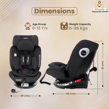 Infantso Ride-On 360° Rotating Recliner Baby Car Seat – Convertible, ISOFIX, Safety Harness, Ages 0–12 Years, 0–36 kg