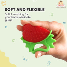 Strawberry Silicone Baby Teether, BPA-Free for Pain-Relief Easy Teething, Non-Toxic Food-Grade for 2+ Months Babies (Strawberry)