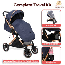 GlideX Travel Stroller: One-Hand Fold, Reclining Seat, Adjustable Canopy, 360° Wheels, 5-Point Harness, 0-3 Years, 15kg