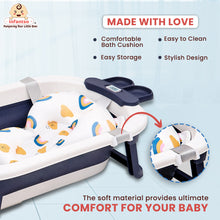 Infantso Smart Anti-Slip Foldable Baby Bath Tub with Temperature Sensor, Soap Tray & Support Cushion | Portable & Travel-Friendly Silicone Bath Tub for Newborns, Kids & Toddlers (0-3 Years)