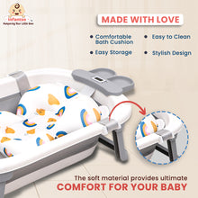 Infantso Smart Anti-Slip Foldable Baby Bath Tub with Temperature Sensor, Soap Tray & Support Cushion | Portable & Travel-Friendly Silicone Bath Tub for Newborns, Kids & Toddlers (0-3 Years)