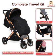 GlideX Travel Stroller: One-Hand Fold, Reclining Seat, Adjustable Canopy, 360° Wheels, 5-Point Harness, 0-3 Years, 15kg