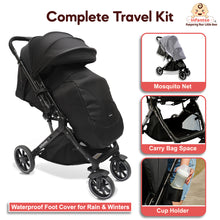 GlideX Travel Stroller: One-Hand Fold, Reclining Seat, Adjustable Canopy, 360° Wheels, 5-Point Harness, 0-3 Years, 15kg
