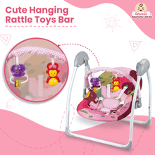 Automatic Baby Swing with Hanging Toys, Operates with Duracel and Remote Control for Newborn Baby, Safe & Portable