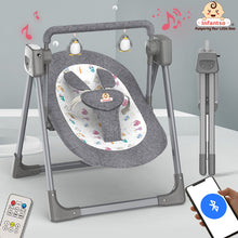 Automatic Swing Rocker with Bluetooth, Remote Control, 5 Speeds, Music, Timer, Mosquito Net & Toy Bar (0-2 Years), Holds weight upto 15kg