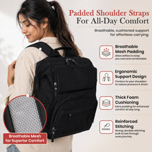 Infantso Diaper Bag Backpack, Large Capacity Baby Bag with Insulated Bottle Holders, Water-Resistant Maternity Bag, Multi-Compartments, Stroller Compatible Travel Bag for Moms & Dads