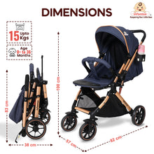 GlideX Travel Stroller: One-Hand Fold, Reclining Seat, Adjustable Canopy, 360° Wheels, 5-Point Harness, 0-3 Years, 15kg