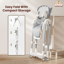 Infantso Swini 5-in-1 Baby High Chair & Swing – Adjustable, Foldable Feeding Chair with Dual Tray, Reclining Backrest & Footrest for 6 Months to 5 Years