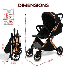 GlideX Travel Stroller: One-Hand Fold, Reclining Seat, Adjustable Canopy, 360° Wheels, 5-Point Harness, 0-3 Years, 15kg
