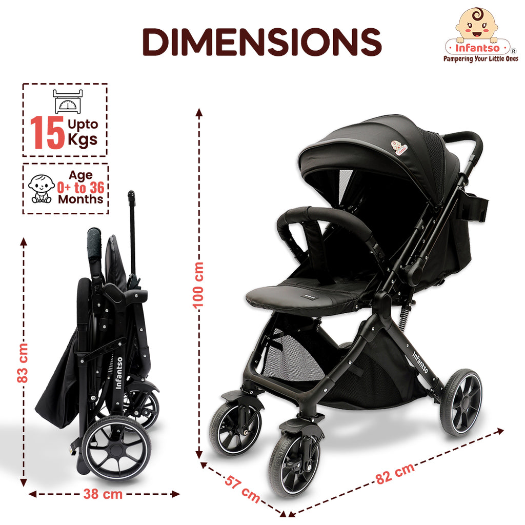 GlideX Travel Stroller: One-Hand Fold, Reclining Seat, Adjustable Cano – Infantso