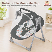 Automatic Swing Rocker with Bluetooth, Remote Control, 5 Speeds, Music, Timer, Mosquito Net & Toy Bar (0-2 Years), Holds weight upto 15kg