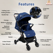 Infantso Ride-X Auto Fold Baby Stroller with One-Hand Fold, Mosquito Net, 5-Point Safety Harness, Shock Absorber Wheels & Compact Travel Design (0–3 Years, Up to 15kg)