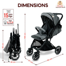 GlideX Travel Stroller: One-Hand Fold, Reclining Seat, Adjustable Canopy, 360° Wheels, 5-Point Harness, 0-3 Years, 15kg