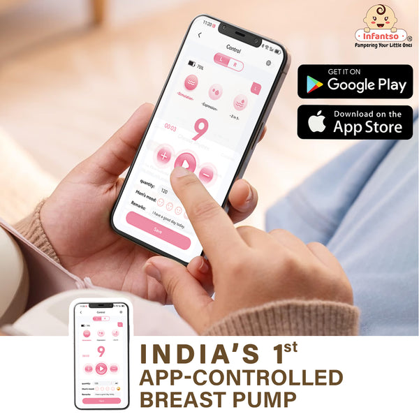 Infantso COMFIT Smart Wearable Breast Pump – India’s 1st App-Controlled Hands-Free Electric Pump for Feeding Mothers with 3-Phase Pumping, 9 Suction Levels, Smart LED Display, Quiet Operation, Leak-Proof, Type-C Rechargeable Battery, FREE Care Package
