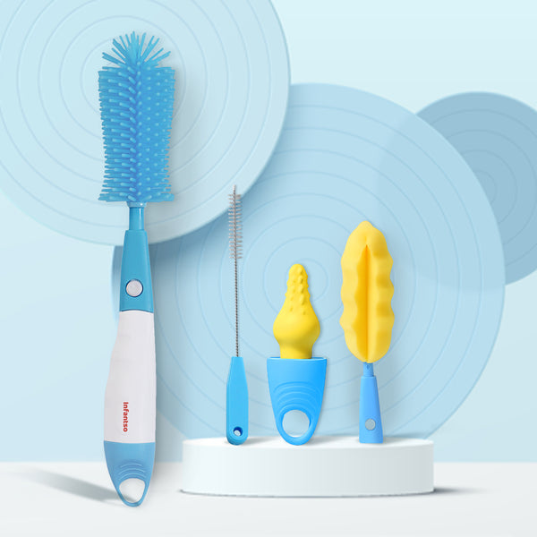 Infantso 4-in-1 Silicone Bottle Cleaning Brush: Deep Clean Baby Bottles, Nipples, and Straws