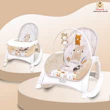 4-in-1 Baby Manual Rocker for 0 to 3 Years, Chair for Newborn with Neck Pillow, Calming Vibrations, Music & Toys, 3-Position Adjustable Backrest Swing with Feeding Tray