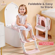 Infantso PLOOPI Step Potty Trainer Seat with Ladder for Kids (1–5 Years) | Foldable Design, 5-Level Height Adjustment, PU Cushion, Splash Guard & Safety Handles | Fits All Western Toilets