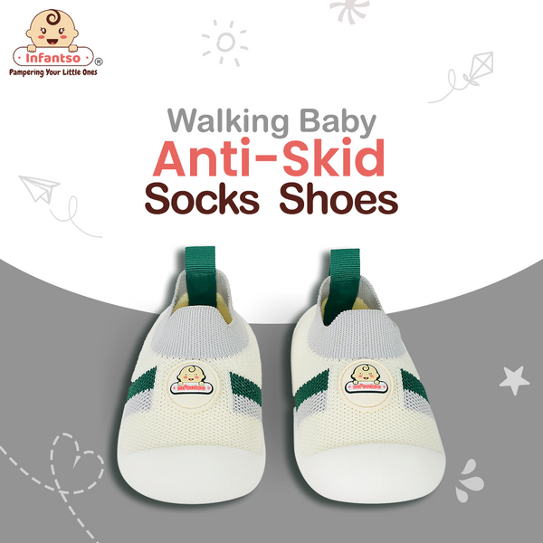Nano Stripe Anti-Skid Socks Shoes with Rubber Sole for Walking Babies & Toddlers (06-24 Months)