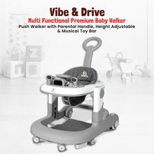 Infantso Vibe & Drive Multifunction 2-in-1 Baby Walker, Bouncer & Car Dashboard Activity Center with Music Tray, Push Handle, Safety Brakes, Adjustable Height & 360° Wheels