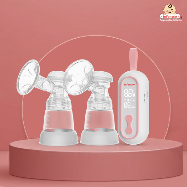 Infantso Allure Electric Breast Pump – Hospital Grade, Ultra Quiet, Anti-Leak Design, 4 Modes & 15 Suction Levels, Multiple Flange Sizes, 1800mAh Battery