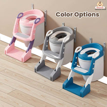 Infantso 2-in-1  Nora Potty Training Seat with Ladder & Step Stool for Toddlers – Foldable, Non-Slip, PU Soft Cushion, Universal Fit for Standard Toilets – Baby Toilet Trainer for Boys & Girls (1–5 Years)