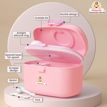 Infantso Feed Ease 2in1 Baby Milk Powder & Food Container (SMALL) – Bear Design | BPA-Free, Leak-Proof, Travel-Friendly with Spoon & Fork, Baby Essential Food Storage Box, Baby Milk Powder Box, Cute Bear Snack Box