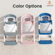 Infantso PLOOPI Step Potty Trainer Seat with Ladder for Kids (1–5 Years) | Foldable Design, 5-Level Height Adjustment, PU Cushion, Splash Guard & Safety Handles | Fits All Western Toilets