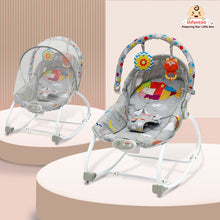 Manual Baby Rocker with Safety Harness & Mosquito Net | Infant Bouncer for 0-24 Months | Portable & Washable