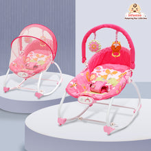 Manual Baby Rocker with Safety Harness & Mosquito Net | Infant Bouncer for 0-24 Months | Portable & Washable
