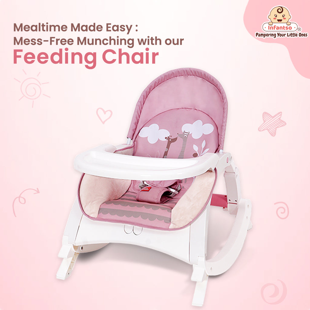 4-in-1 Baby Manual Rocker for to Years, Chair for Newborn with Neck Pillow, Calming Vibrations, Music Toys, 3-Position Adjustable Backrest Swing