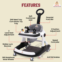 Premium Rectangular 4-in-1 Multi-functional Baby Walker: Walker, Bouncer, Feeding Tray, & Push Toy - Adjustable Speed & Height, Anti-Fall Brakes - 6-24 Months
