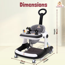 Premium Rectangular 4-in-1 Multi-functional Baby Walker: Walker, Bouncer, Feeding Tray, & Push Toy - Adjustable Speed & Height, Anti-Fall Brakes - 6-24 Months