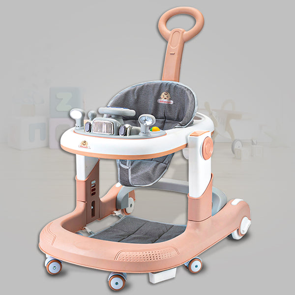 Infantso Vibe & Drive Multifunction 2-in-1 Baby Walker, Bouncer & Car Dashboard Activity Center with Music Tray, Push Handle, Safety Brakes, Adjustable Height & 360° Wheels