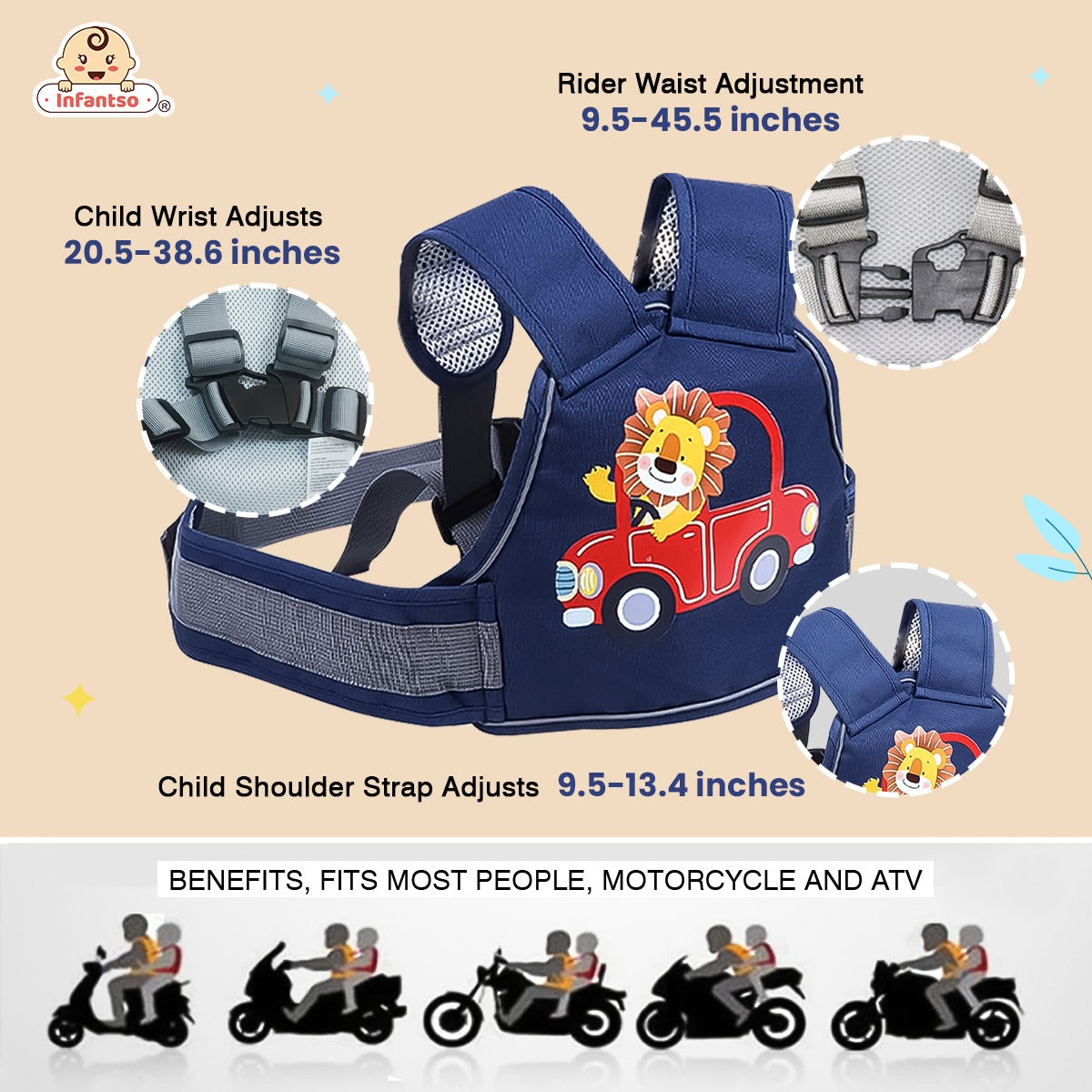 Baby Travel Safety Belt, Two Wheeler Baby Carrier For Kids