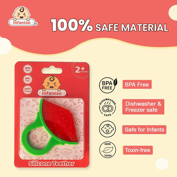 Watermelon Shape Silicone Baby Teether, BPA-Free for Pain-Relief Easy Teething, Non-Toxic Food-Grade for 2+ Months Babies