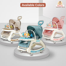 Infantso 5-in-1 Prime Baby Rocker & Walker – Multi-Functional Infant Seat with Mosquito Net, Toy Bar & Feeding Tray