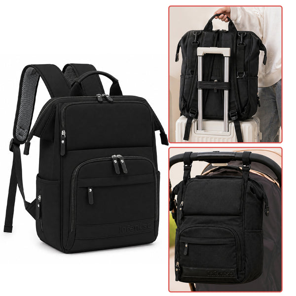 Infantso Diaper Bag Backpack, Large Capacity Baby Bag with Insulated Bottle Holders, Water-Resistant Maternity Bag, Multi-Compartments, Stroller Compatible Travel Bag for Moms & Dads