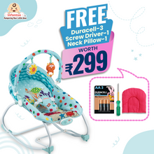 Manual Baby Rocker with Safety Harness & Mosquito Net | Infant Bouncer for 0-24 Months | Portable & Washable