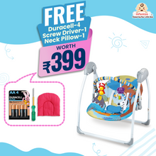 Automatic Baby Swing with Hanging Toys, Operates with Duracel and Remote Control for Newborn Baby, Safe & Portable