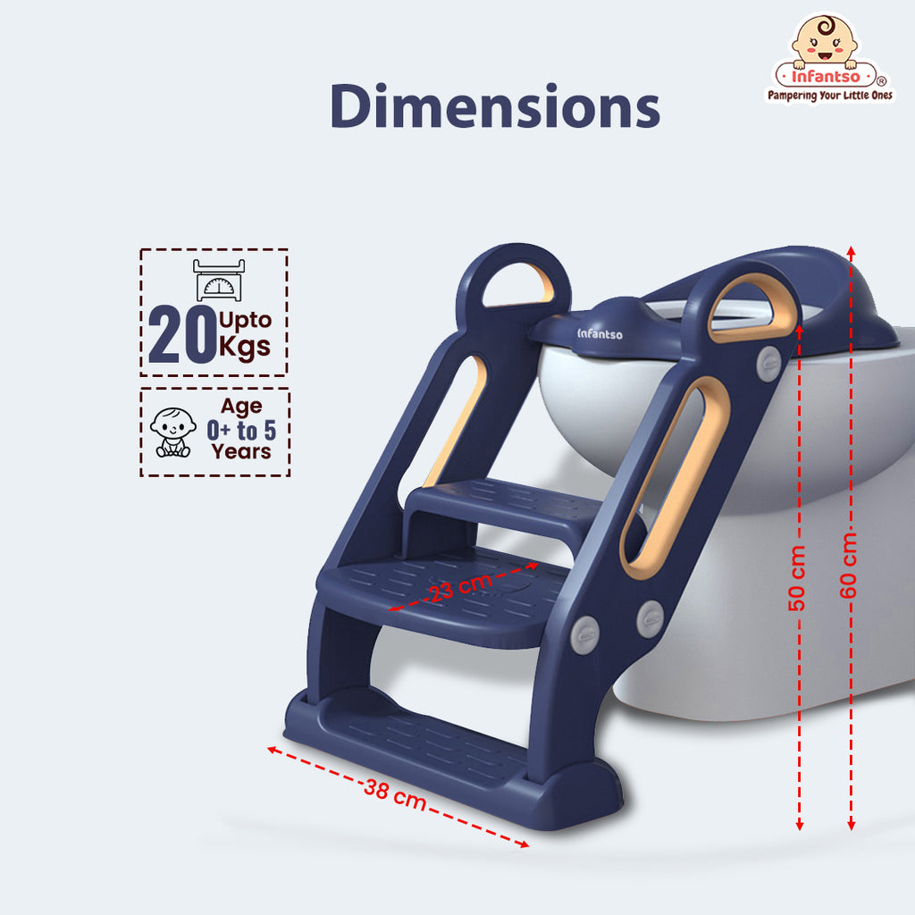 2-in-1 Adjustable Potty Training Seat With Step Stool - Height Adjustable Toilet Trainer For Toddlers & Kids