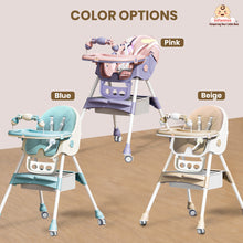 Infantso Feed-X 5-in-1 Multifunctional Baby High Chair | Convertible Feeding Chair for Infants & Toddlers | Adjustable Height, Foldable Design, Reclining Seat, Double Tray, Storage Basket & 5-Point Safety Harness