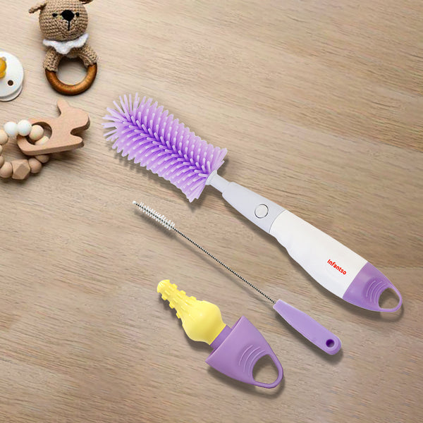 Infantso 3-in-1 Silicone Bottle Cleaning Brush: Deep Clean Baby Bottle, Nipples, and Straws
