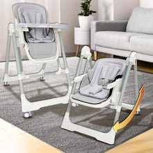 Infantso Swini 5-in-1 Baby High Chair & Swing – Adjustable, Foldable Feeding Chair with Dual Tray, Reclining Backrest & Footrest for 6 Months to 5 Years
