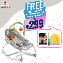 Manual Baby Rocker with Safety Harness & Mosquito Net | Infant Bouncer for 0-24 Months | Portable & Washable