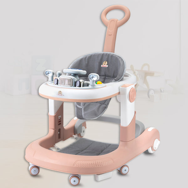 Infantso Vibe & Drive Multifunction 2-in-1 Baby Walker, Bouncer & Car Dashboard Activity Center with Music Tray, Push Handle, Safety Brakes, Adjustable Height & 360° Wheels